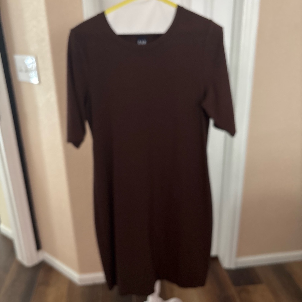 GAP Brown Midi Short-Sleeve Dress